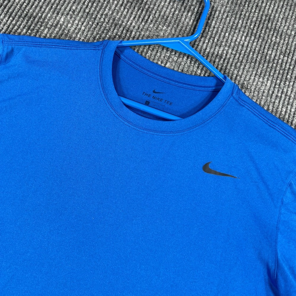 Nike Shirt Mens Large Blue Short Sleeve Dri Fit Active Workout Casual Gym Run
